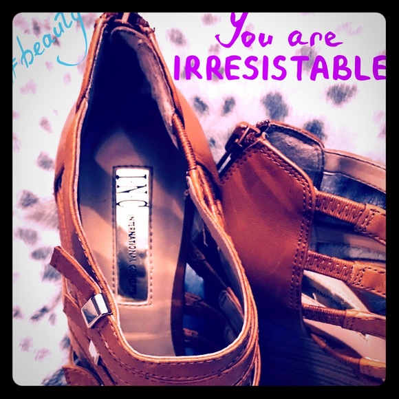 INC International Concepts Shoes - Beautiful WOOD Detailed Wedges